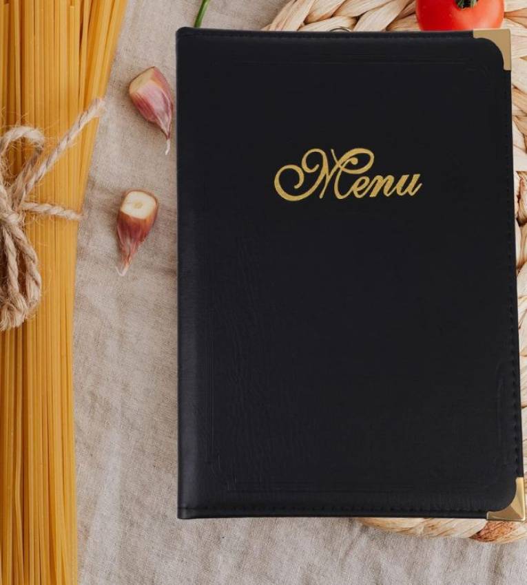 Porte-menu classique en similicuir 14 larges A4